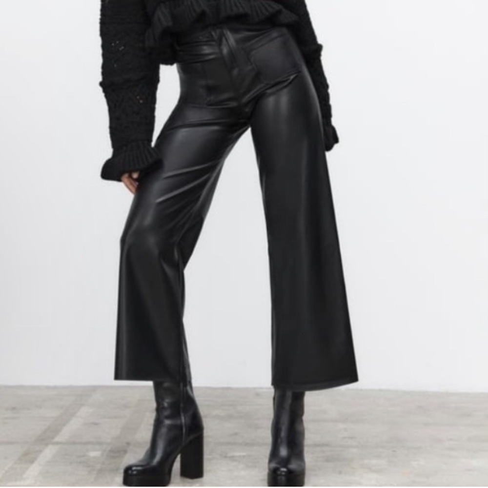 Zara Marine Straight Faux Leather Pants